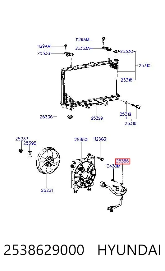 Motor ventilador del radiador 2538629000 Hyundai/Kia