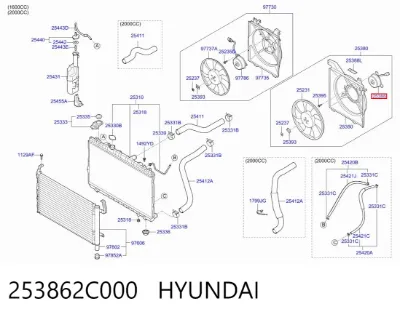 Motor del ventilador de refrigeración HYUNDAI 253862C000