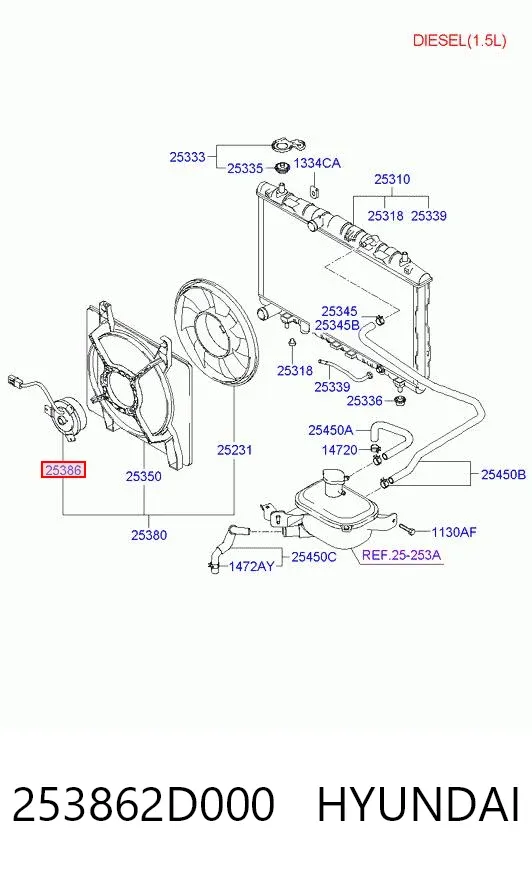 Motor ventilador del radiador 253862D000 Hyundai/Kia
