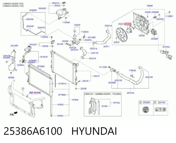 Motor ventilador del radiador 25386A6100 Hyundai/Kia