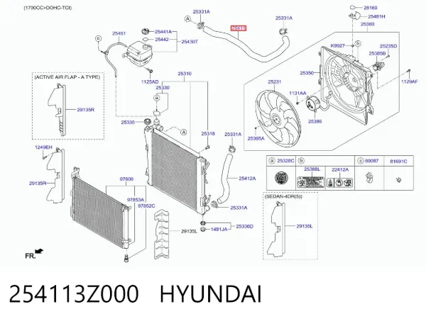 Manguera superior del radiador 254113Z000 Hyundai/Kia