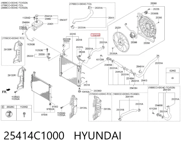 Manguera superior del radiador 25414C1000 Hyundai/Kia