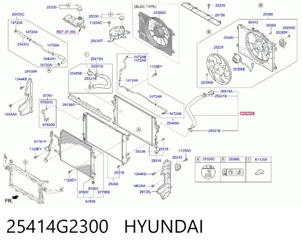 Manguera superior del radiador 25414G2300 Hyundai/Kia