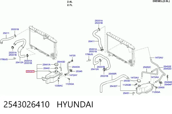 Vaso de expansión 2543026410 Hyundai/Kia