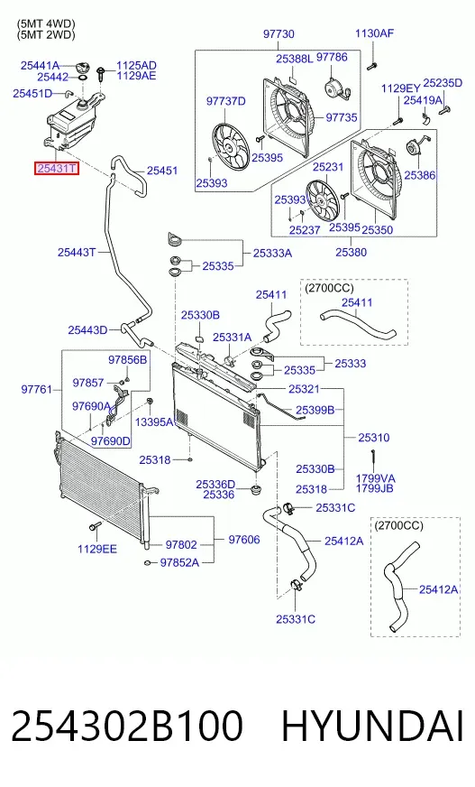 Vaso de expansión 254302B100 Hyundai/Kia