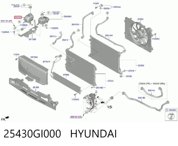 Depósito de expansión del sistema de refrigeración del inversor 25430GI000 Hyundai/Kia