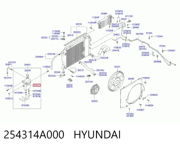 Vaso de expansión 254314A000 Hyundai/Kia