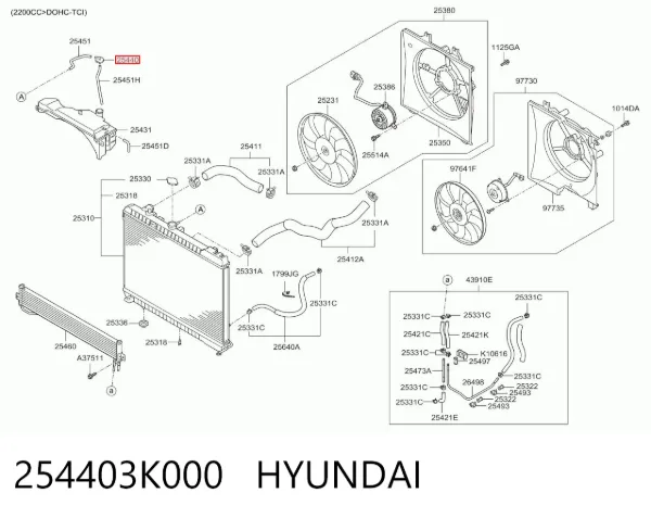Tapón depósito de refrigerante 254403K000 Hyundai/Kia