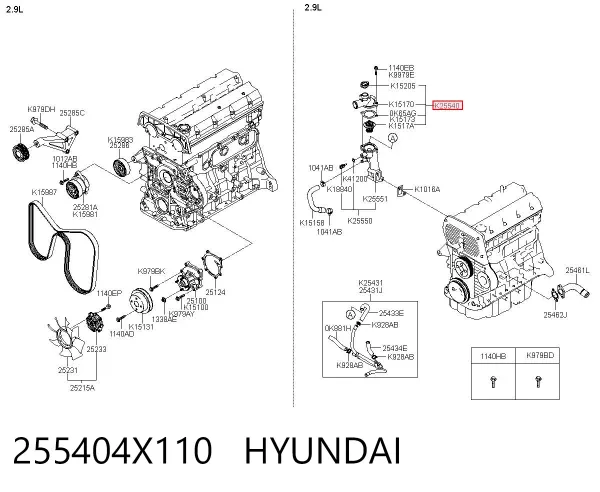 Caja de termostato Hyundai Terracan HP