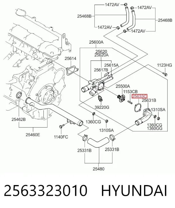 Junta de termostato 2563323010 Hyundai/Kia