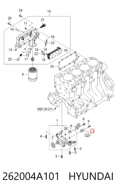 Tubo de aspiración de aceite HYUNDAI 262004A101