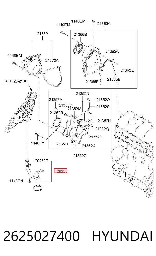 Tubo de aspiración, bomba de aceite Hyundai Sonata V