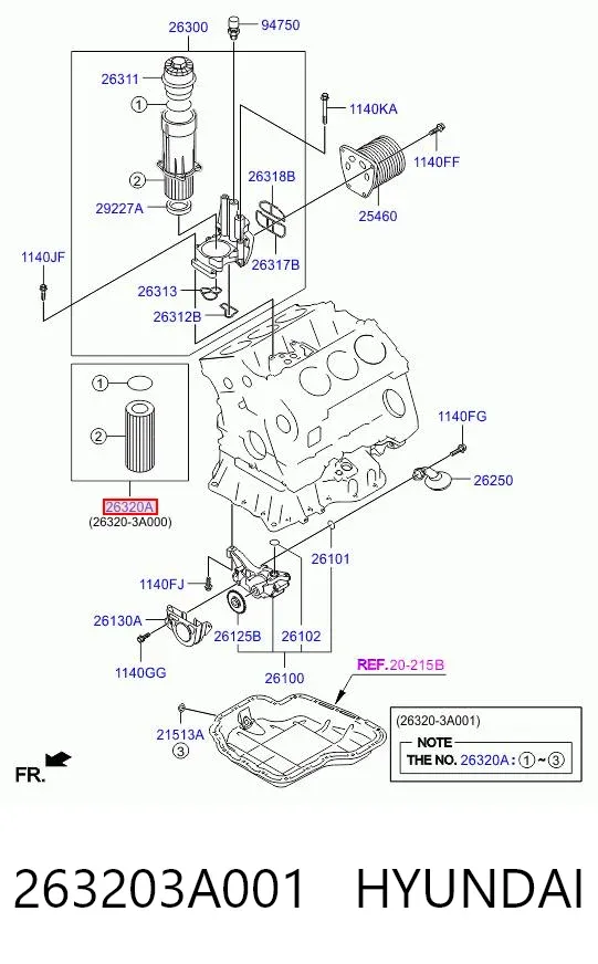 Filtro de aceite 263203A001 Hyundai/Kia
