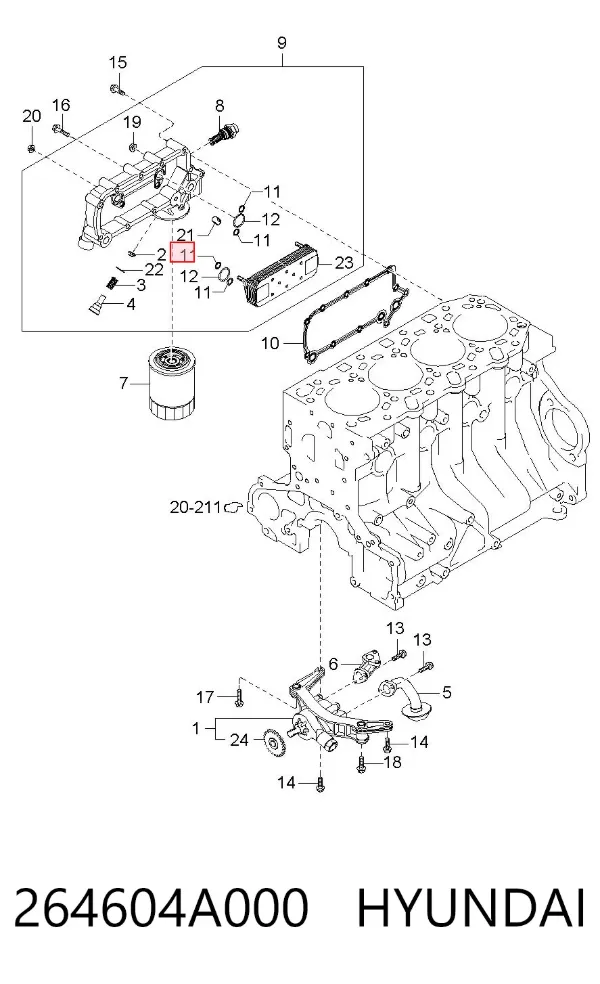 Junta de radiador de aceite 264604A000 Hyundai/Kia
