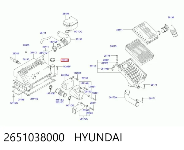 Tapa de aceite de motor 2651038000 Hyundai/Kia