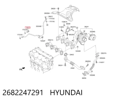Perno de tubo de alimentación de aceite de turbocompresor HYUNDAI 2682247291