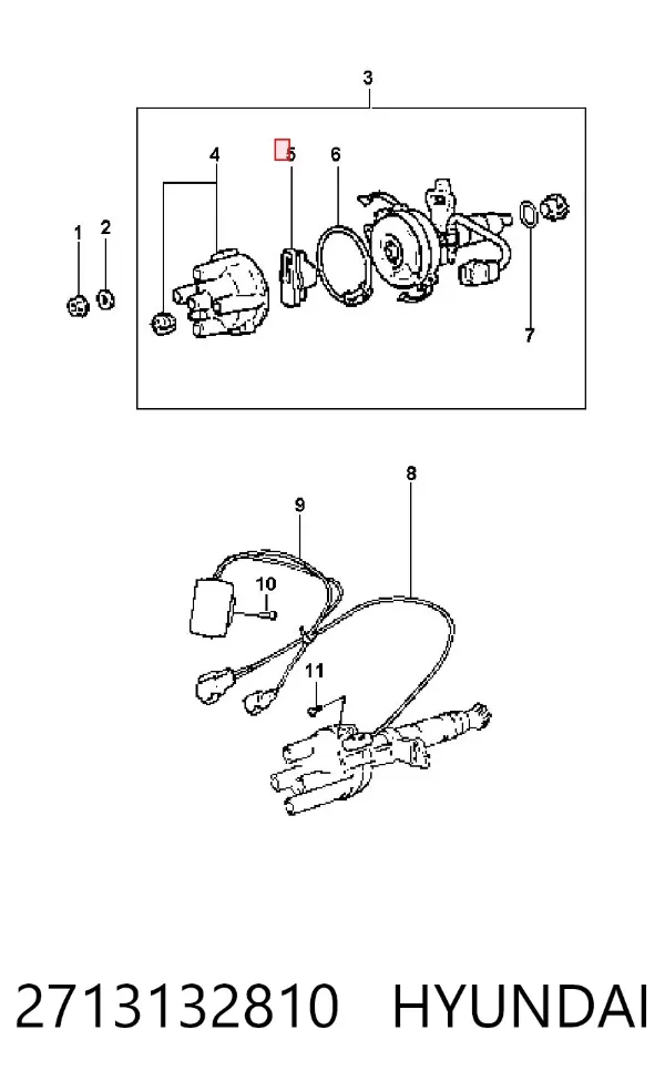 Rotor del distribuidor de encendido 2713132810 Hyundai/Kia