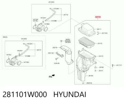 Caja del filtro de aire HYUNDAI 281101W000