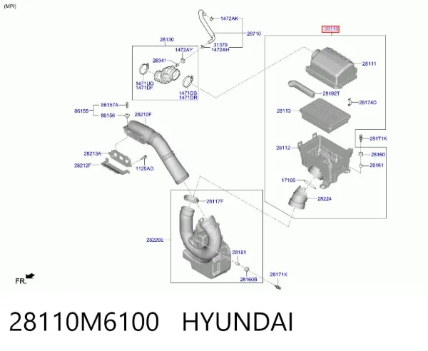 Caja del filtro de aire 28110M6100 Hyundai/Kia