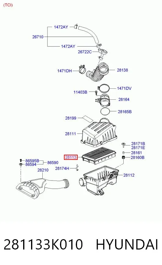 Filtro de aire 281133K010 Hyundai/Kia