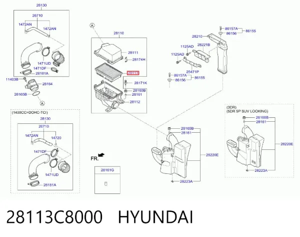 Filtro de aire 28113C8000 Hyundai/Kia