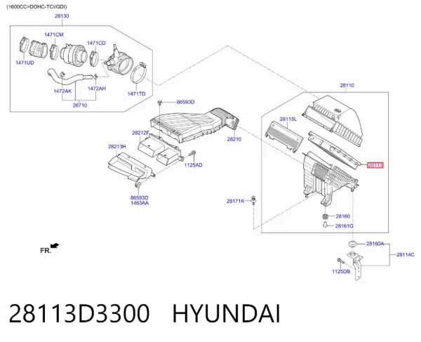 Filtro de aire 28113D3300 Hyundai/Kia