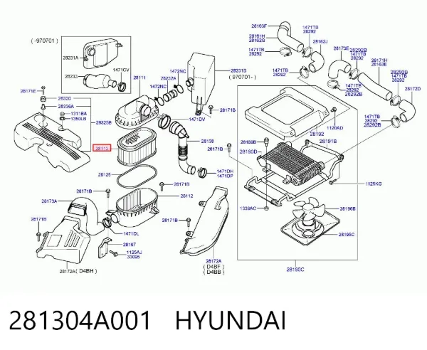 Filtro de aire 281304A001 Hyundai/Kia