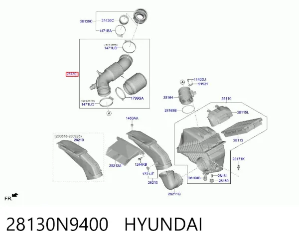 Manguito de aire del medidor de masa de aire Hyundai Tucson IV