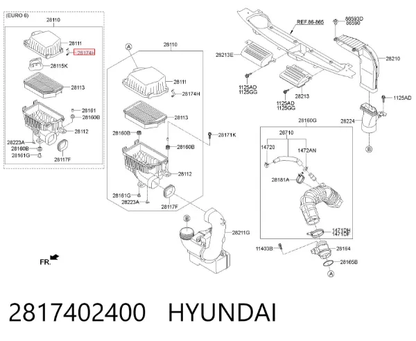 Clip de la carcasa del filtro de aire 2817402400 Hyundai/Kia