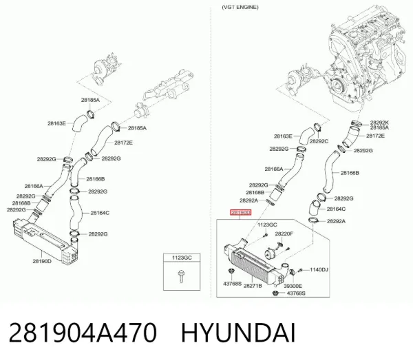 Intercooler 281904A470 Hyundai/Kia