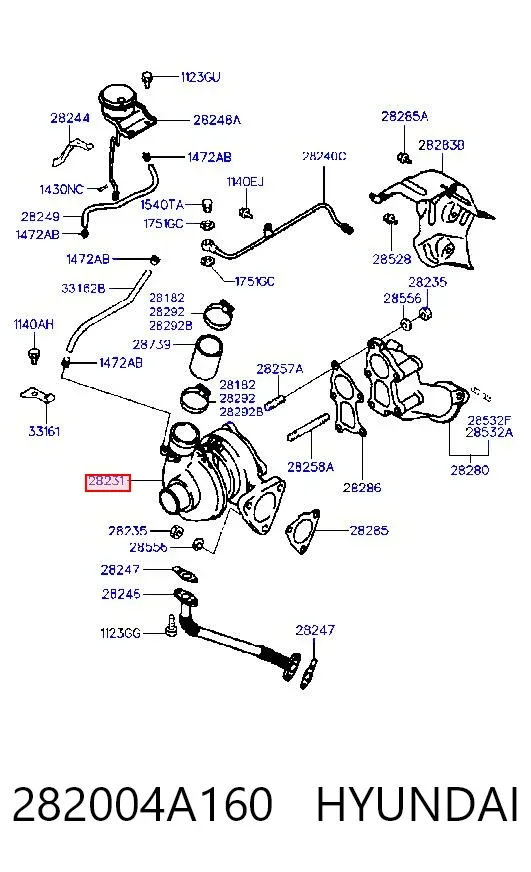 Turbocompresor 282004A160 Hyundai/Kia