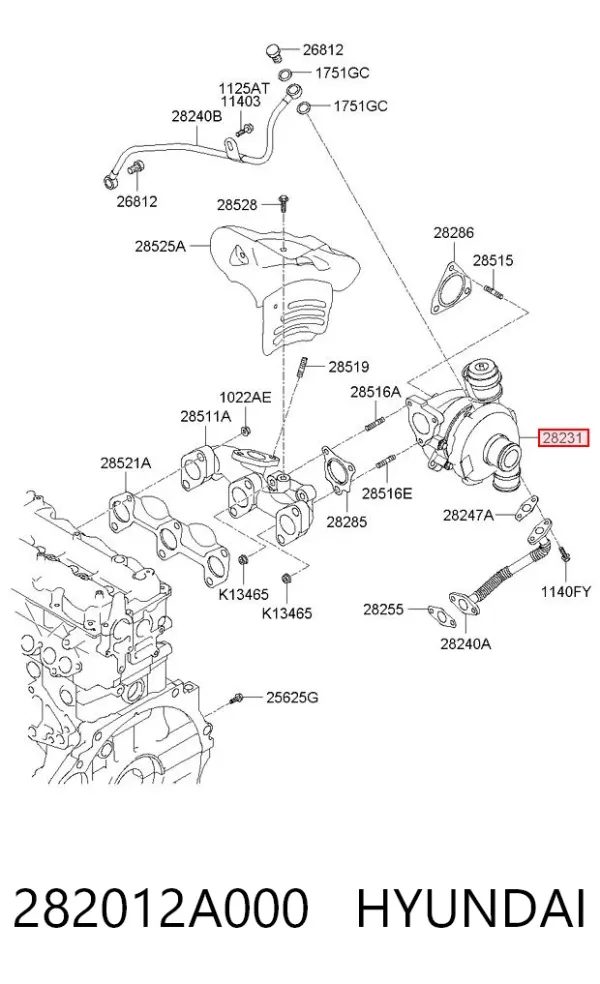 Turbocompresor 282012A000 Hyundai/Kia