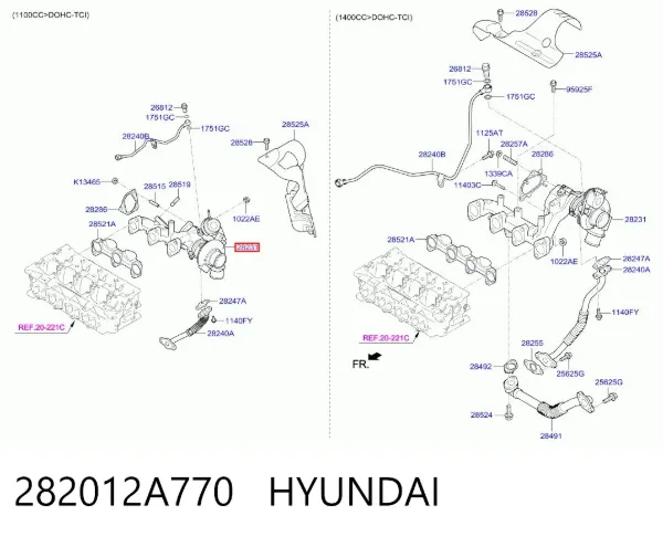 Turbocompresor 282012A770 Hyundai/Kia