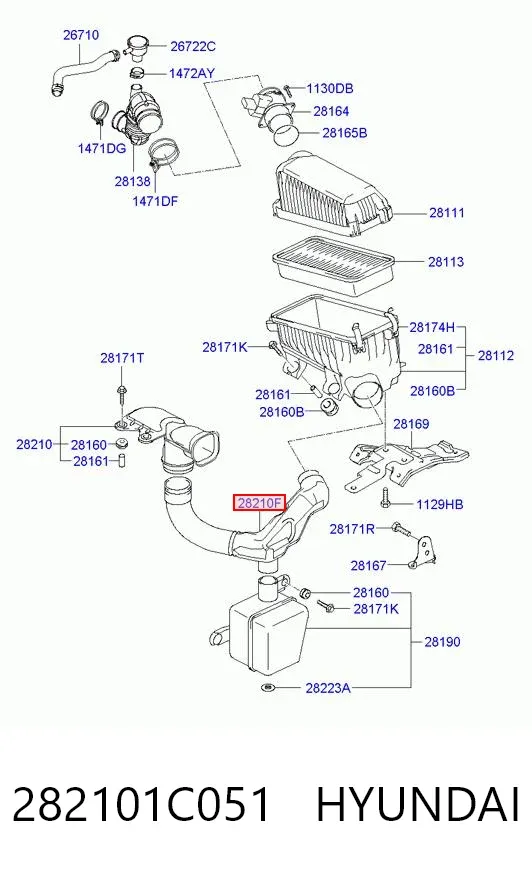 Tubo flexible de aspiración 282101C051 Hyundai/Kia