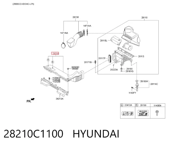 Entrada del filtro de aire Hyundai Sonata VII