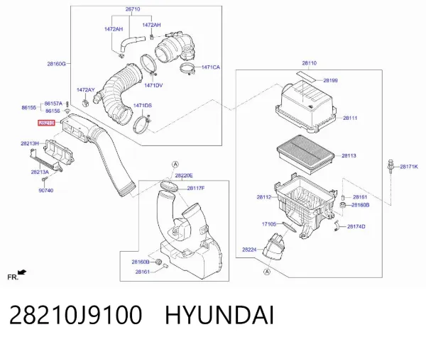 Tubo flexible de aspiración 28210J9100 Hyundai/Kia
