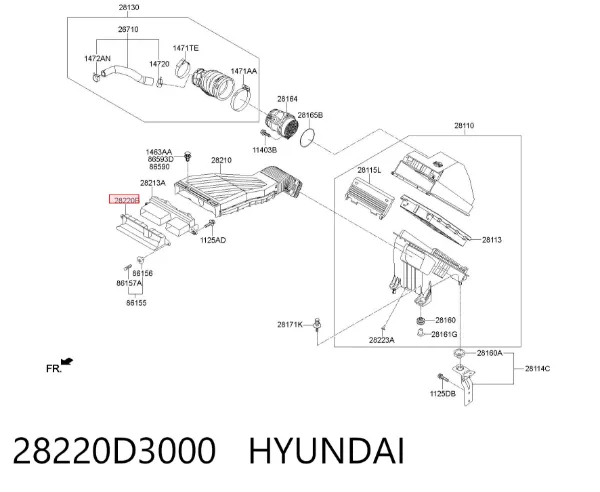 Tubo flexible de aspiración 28220D3000 Hyundai/Kia