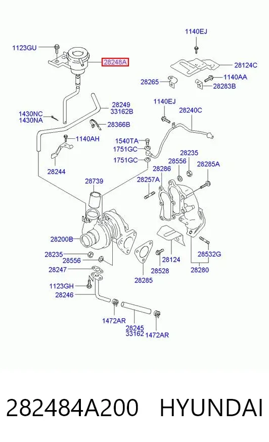 Actuador del turbo 282484A200 Hyundai/Kia