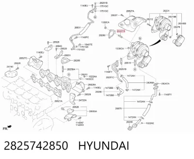 Perno (espárrago) de fijación de la turbina HYUNDAI 2825742850