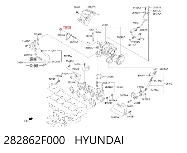 Junta de admisión de turbina de gases de escape 282862F000 Hyundai/Kia