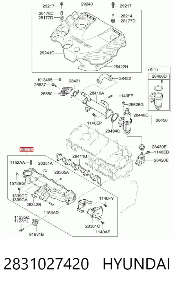 Colector de admisión 2831027420 Hyundai/Kia