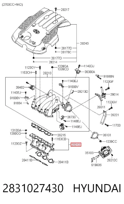 Colector de admisión HYUNDAI 2831027430