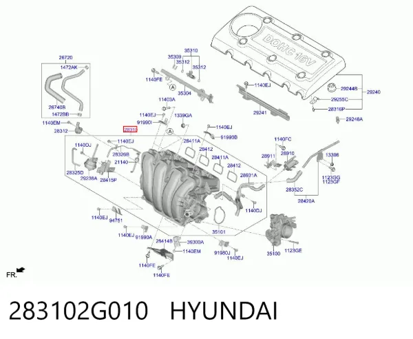 Colector de admisión 283102G010 Hyundai/Kia