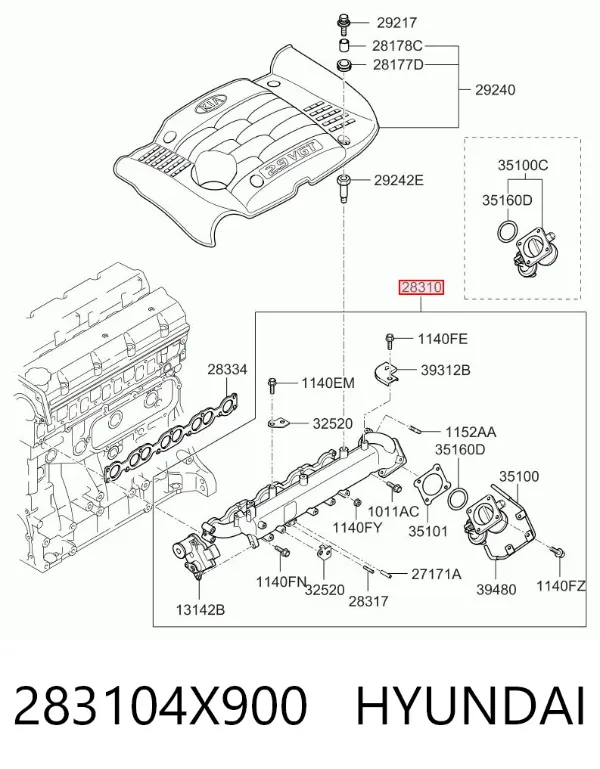 Colector de admisión 283104X900 Hyundai/Kia