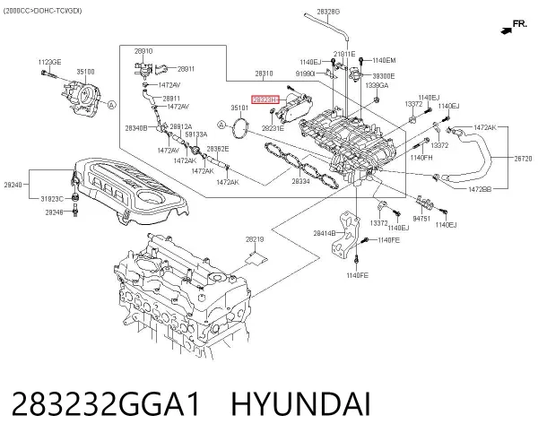 Válvula (actuador) del accionamiento de las mariposas del colector de admisión 283232GGA1 Hyundai/Kia