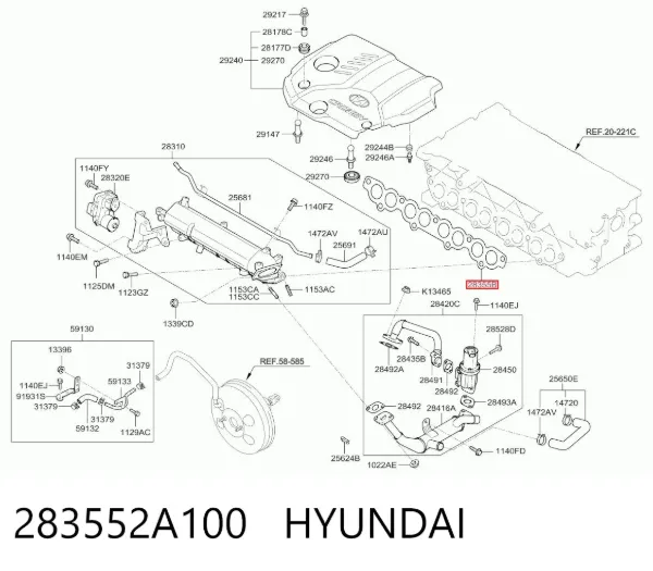 Junta de colector de admisión 283552A100 Hyundai/Kia
