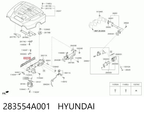Junta de colector de admisión 283554A001 Hyundai/Kia