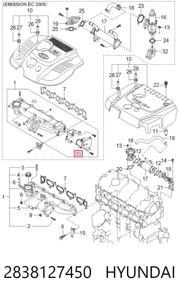 Válvula (actuador) del accionamiento de las mariposas del colector de admisión 2838127450 Hyundai/Kia