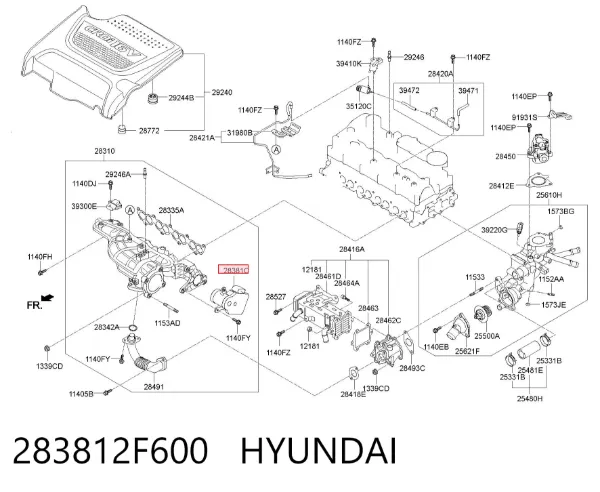 Válvula (actuador) del accionamiento de las mariposas del colector de admisión 283812F600 Hyundai/Kia