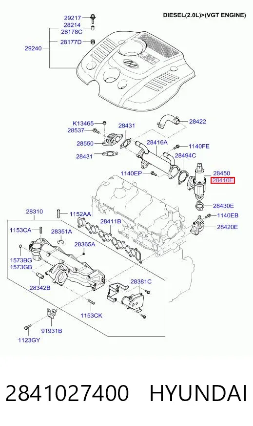 Válvula EGR 2841027400 Hyundai/Kia